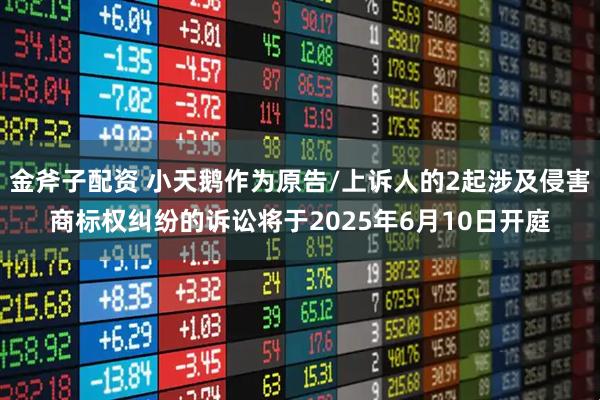 金斧子配资 小天鹅作为原告/上诉人的2起涉及侵害商标权纠纷的诉讼将于2025年6月10日开庭